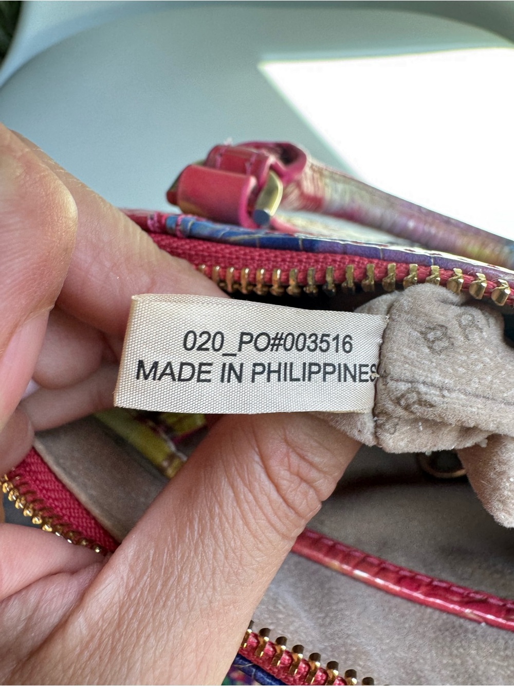 Brahmin Rainbow Croc-Embossed Satchel - Pink, Blue, Yellow, Red - Picture 11 of 13